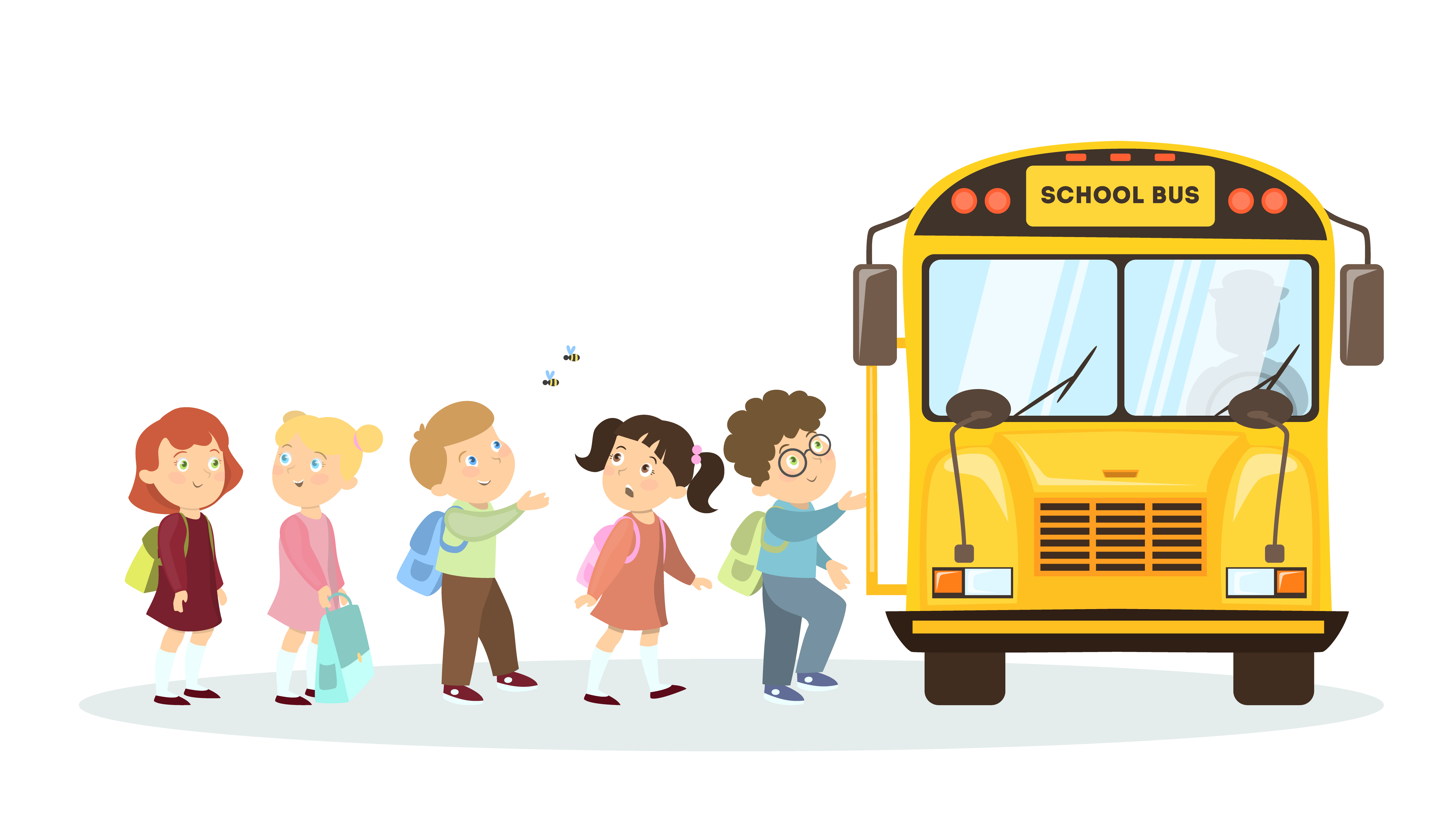 School Bus Line Art