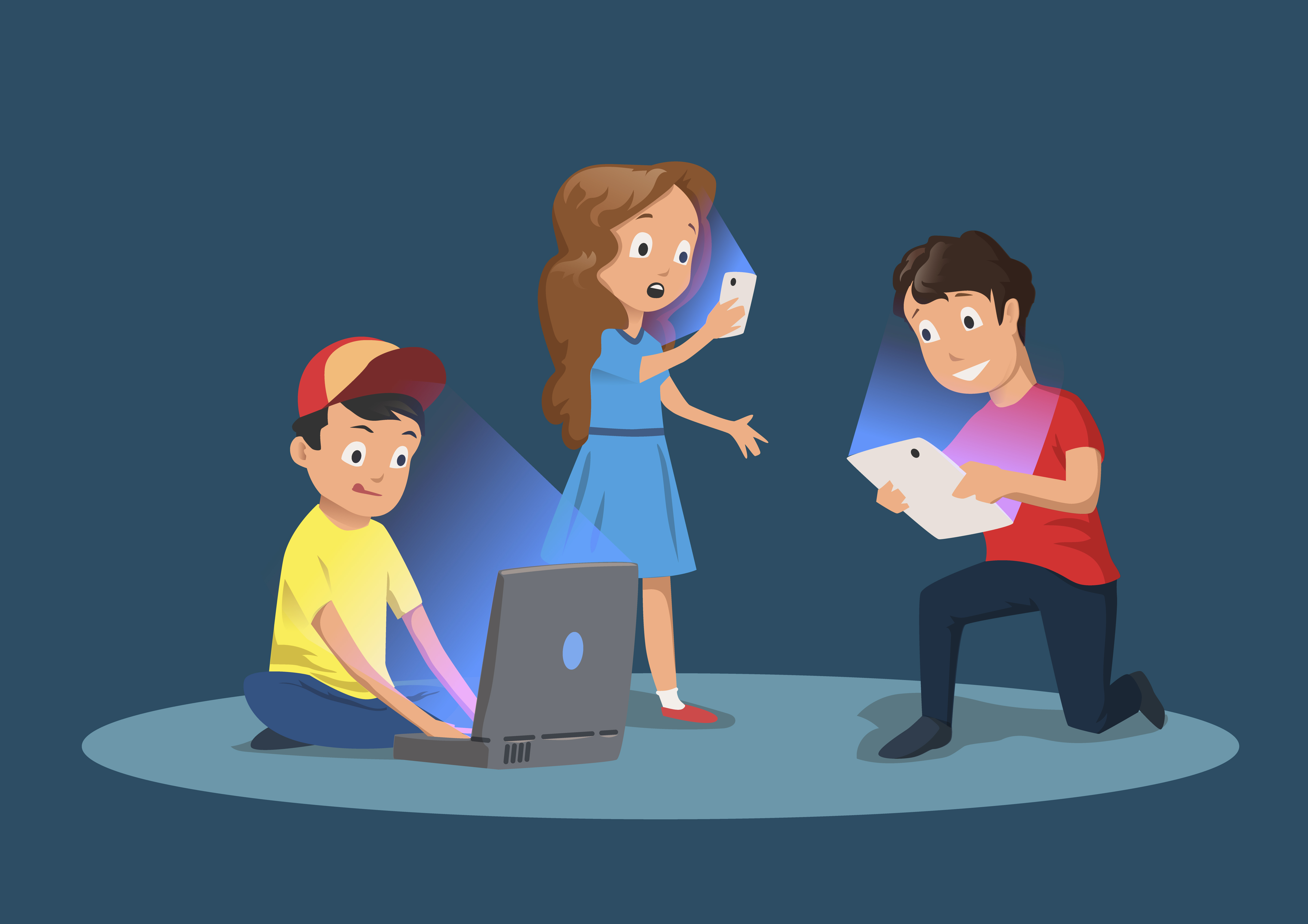 Иллюстрация дети и гаджеты